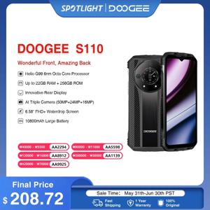 DOOGEE S110 견고한 휴대폰, 6.58 인치 FHD 물방울 화면, Helio G99 옥타 코어, 66W 고속 충전, 10800mAh 배터리 휴대폰, 월드 프리미어