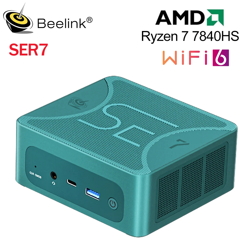 Beelink 게임용 컴퓨터, SER7 Ryzen7 7840HS, 최대 65W 미니 PC, DDR5 32GB SSD, 1T NVME SSD, Wifi6, VS SER6 프로 7735HS, SER 5800H