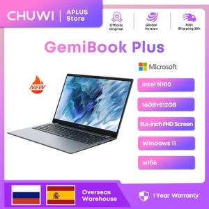 CHUWI GemiBook Plus 노트북, 15.6 인치 FHD 1920x1080 16GB LPDDR5 512GB SSD, 인텔 알더 레이크 N100 와이파이 6 윈도우 11 노트북