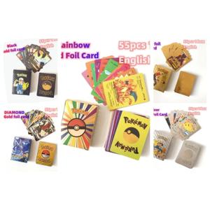 포켓몬 다채로운 금박 카드, 리자몽 피카츄 아르세우스 실버 레인보우 영어 독일어 VSTAR VMAX 카드, 27-55 개, 신제품