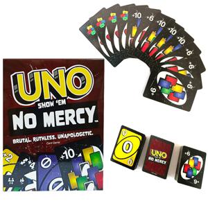 UNO 플립! SHOWEM NO MERCY 가족 재미있는 엔터테인먼트 보드 게임, 재미있는 카드 놀이 선물 상자, 우노 카드 게임