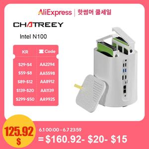 인텔 셀러론 N100 Chatreey NAS 미니 PC SSD, 윈도우 11 컴퓨터, 듀얼 2.5G LAN 방화벽 서버