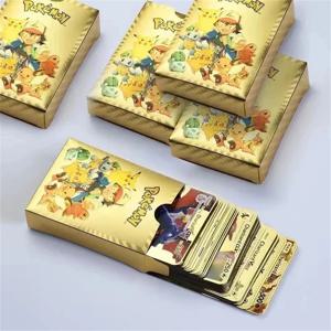 포켓몬 카드 메탈 골드 실버 Vmax GX 카드 박스, 뮤츠 피카츄 레어 컬렉션 배틀 트레이너 카드, 어린이 장난감 선물, 2023