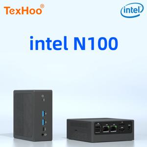 TexHoo 듀얼 밴드 미니 PC 게이밍 컴퓨터, 인텔 N100, 듀얼 밴드, WiFi5, BT4.0, 8GB, 16GB, 256GB, 512GB, DDR4, HDMI DP, 듀얼 LAN, 데스크탑 게이밍 컴퓨터