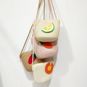 귀여운 과일 미니 동전 지갑 가방 어린이 파인애플 아보카도 밀짚 가방 버킷 짠 가방 아기 소녀 메신저 크로스 바디 가방