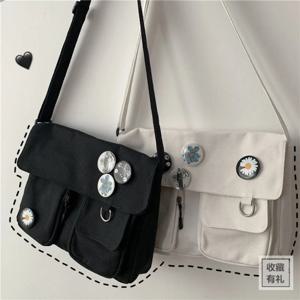 여성용 귀여운 캔버스 가방, 와일드 학생 핸드백, 숄더백, 일본 하라주쿠 대각선 크로스바디 백, 소녀 파우치, Bolsas