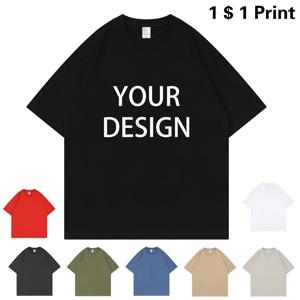 오버사이즈 티셔츠, 100% 코튼 커스텀 로고, 캐주얼 남성 및 여성용 디자인, 개성 있는 프린트 반팔 티셔츠, 자수 DIY