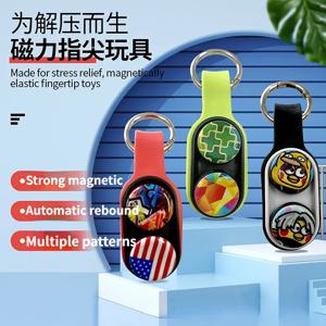 손 회전 스피너 손가락 마그네틱 버클 피젯 스트레스 방지 장난감, 스트레스 불안 해소를 위한 탄력 있는 다채로운 감압