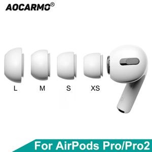 Aocarmo 애플 에어팟 프로 프로 2 이어폰 먼지 필터 메쉬 실리콘 고무 이어팁, 이어버드 캡 교체 부품, 2 개