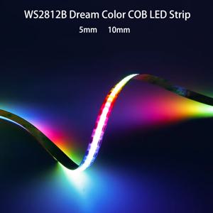 WS2812B COB RGBIC 픽셀 LED 스트립, 개별 주소 지정 가능, 60 100 160LED/m 라이트, WS2812 스마트 픽셀 드림 컬러 라이트 DC5V