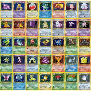 포켓몬 1996 1 판 기초 세트, 호일 플래시, 리자몽, 피카츄, 알라카잠 게임 컬렉션 카드, 플래시 카드, 어린이 게임 완구