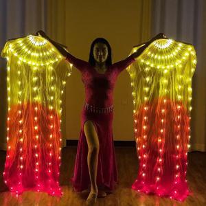 LED 리얼 100% 중국 실크 팬 밸리 댄스 의상, 파티 쇼, 댄스용 선풍기 베일, 180cm, 1 쌍
