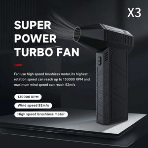 X3 강력한 송풍기 미니 터보 제트 선풍기, 휴대용 3 세대 브러시리스 모터, 130,000 RPM 풍속 52 m/s 덕트 팬