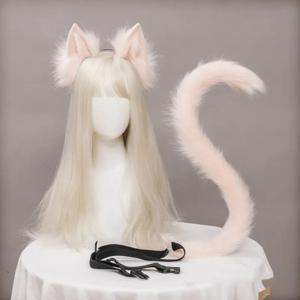 봉제 고양이 귀 현실적인 로리타 머리띠, 고양이 꼬리 코스프레 액세서리, 수제 시뮬레이션 동물 귀, 귀여운 할로윈 머리 장식