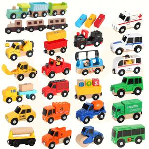 나무 자석 기차 나무 철도 트랙, 자동차 트럭 나무 트랙 액세서리, 바이로 나무 트랙 장난감, 어린이 선물, 1 개
