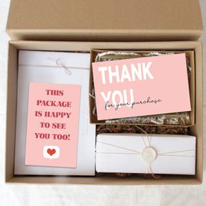 꽃무늬 감사 카드 베이커리 웨딩 파티 베이비 샤워 패키지, 작은 분홍색 명함, 우편 봉투 삽입, 팩당 30 개