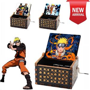 NEW Anime Theme Hand-cranked Wooden Music Box Naruto Series Kakashi Birthday Gift Uzumaki Naruto Children's Christmas Gift