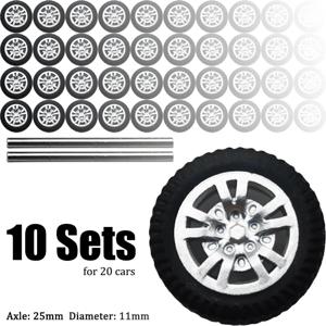 1/64 고무 타이어가 있는 10 개의 모델 자동차 바퀴 세트, 기본 수정 부품, 레이싱 차량 장난감, Tomica MiniGT