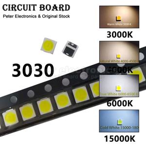 3030 SMD LED 쿨 화이트 내추럴 화이트 웜 화이트, 발광 램프 비즈, 3000K 4000K-500K 6000K-6500K, 100 개, 1W, 3V, 6V, 9V, 3.0x3.0mm