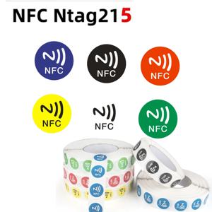 NFC 휴대폰용 215 칩 RFID 접착 태그 라벨, NFC Ntag215, 504 바이트 습식 NFC 태그 스티커, 13.56MHz ISO14443A, 6 개 색상