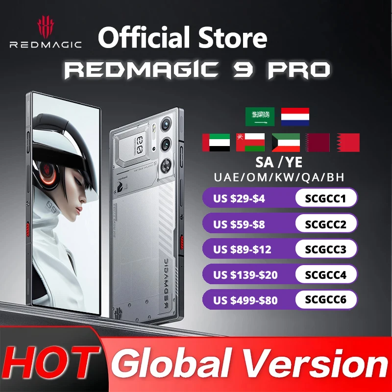 글로벌 버전 RedMagic 9 Pro 5G 휴대폰, 6.8 인치 게임용 휴대폰, Snapdragon 8 Gen 3, 6500mAh, 80W 충전, 50MP NFC