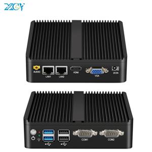 XCY HTPC 미니 PC J4125 셀러론 2955U 3805U 쿼드 코어 듀얼 LAN 2 * COM 팬리스 미니 컴퓨터 코어 i5 4200U 윈도우 10 와이파이 HDMI PC