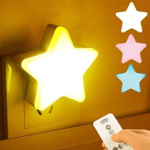 별 모양 원격 제어 소켓 LED 야간 조명, 침실 장식, 침대 옆 벽 램프, 어린이 아기 수면 야간 조명