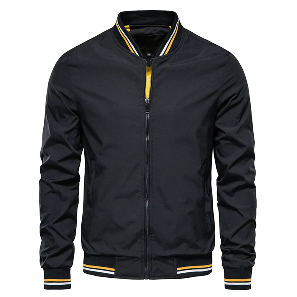 남성용 봄 여름 봄버 재킷, 블랙 캐주얼 슬림핏 야구 재킷, 남성용 고품질 재킷, 가을 패션, 신상
