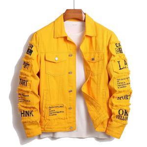 남성용 Y2K 데님 재킷, 청바지 의류 패치, 바람막이 코튼 신축성 트럭 재킷, 카우보이 레터 디자이너 패션