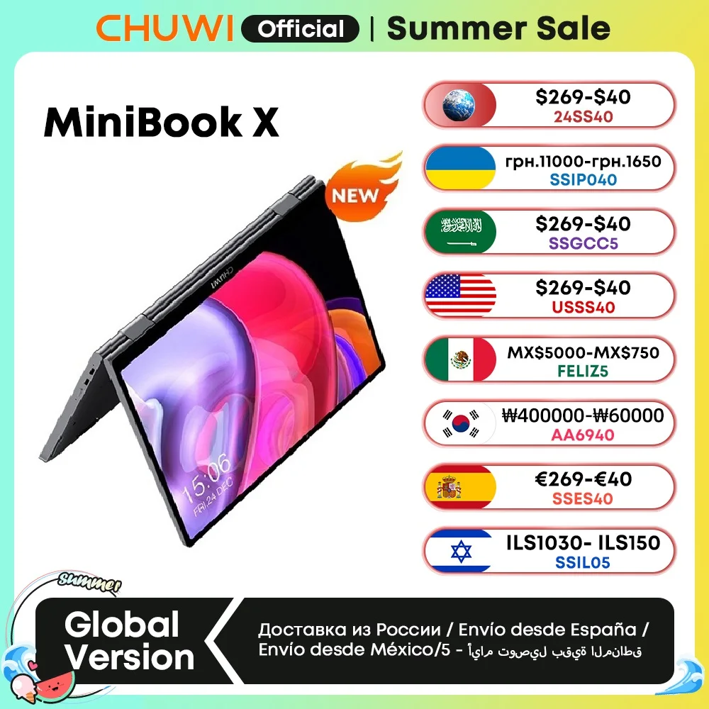 CHUWI 미니북 X 노트북 태블릿, 2 인 1, 인텔 N100 N5100 10.51 인치 FHD IPS 스크린, 12GB LPDDR5 512G SSD, 윈도우 11 노트북 1200*1920