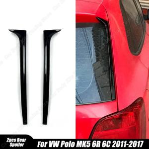 글로스 블랙 자동차 리어 윈도우 사이드 스포일러 바디 키트, 디퓨저 테일 핀, VW 폴로 MK5 6R 6C 2011-2017 트렁크 스플리터 카나드, 2 개