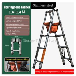 헤링본 워킹 사다리, 텔레스코픽 사다리, 두꺼운 계단 접이식 사다리, 홈 클라이밍용, 1.4 + 1.4m, 4 계단 사다리