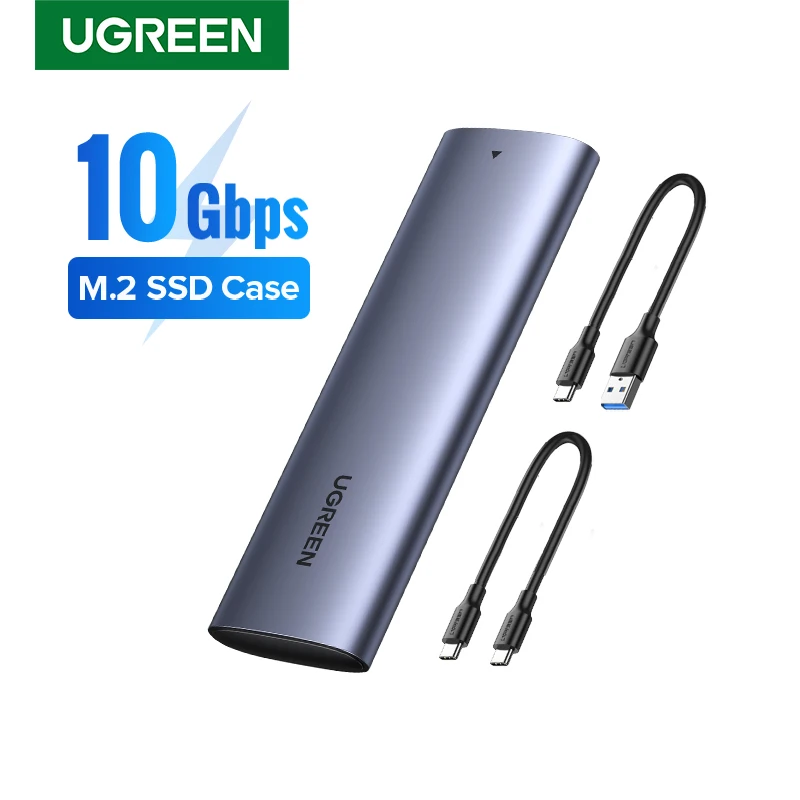 UGREEN M2 SSD 케이스, M.2 NVMe 10Gbps USB C 3.2 Gen2 SSD 인클로저 도구 필요 없는 외장 SSD 어댑터, M 및 B & M 키 지원