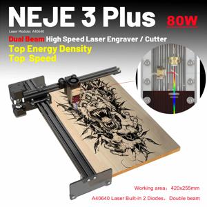 NEJE 3 PLUS 80w 레이저 조각사 255 x 420mm 전문 레이저 조각 기계 레이저 커터 Lightburn 무선 제어 레이저 CNC