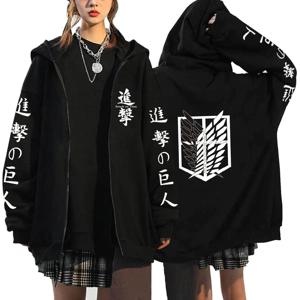여성용 타이탄 후드티, Roupas Masculinas, 오버사이즈 코트 상의, 지퍼 스웨트 팜므, 애니메이션 재킷
