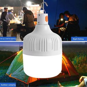 야외 LED 전구 USB 충전식 비상 조명 후크, 캠핑 낚시 휴대용 랜턴 야간 조명, 40W, 60W, 80W