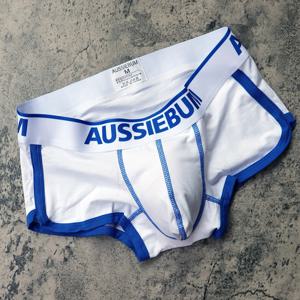 AUSSIEBUM 남성용 복서 U 볼록 디자인 조크스트랩 팬티, 대학 스타일, 청소년 단색, 섹시한 작은 복서 반바지