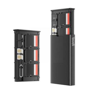 BUDI 휴대용 금속 메모리 카드 보관함, SD 카드 케이스, 마이크로SD 카드 홀더, 6 SD 8 마이크로 SD 2 SIM 카드 W6J0, 17 in 1