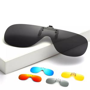 VIVIBEE-무테 플립 업 클립 선글라스 남성용, UV400 편광 미러 레드 렌즈 낚시, 빅 사이즈 멋진 디자인 안경