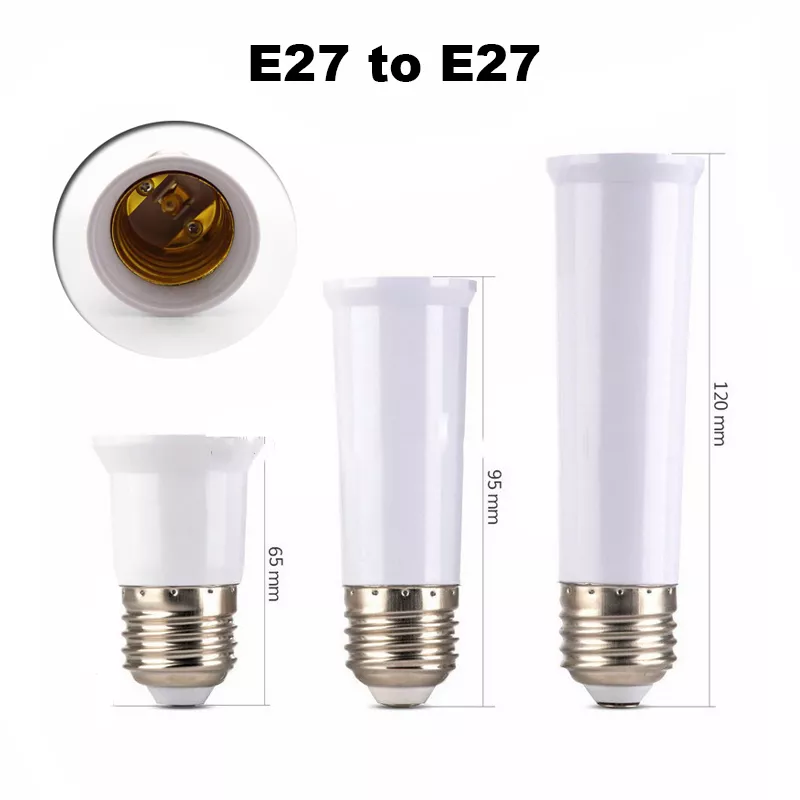 LED 조명 어댑터 컨버터, 연장 램프 홀더, 베이스 전구, 연장 소켓 어댑터, 65mm, 95mm, 120mm, E27-E27