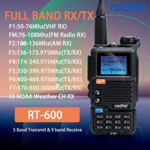 Radtel RT-600 에어 밴드 워키토키 휴대용 Am Fm 양방향 라디오 커뮤터 VHF 스테이션 K5 수신기, 햄 무선 세트 장거리
