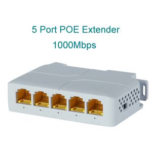 5 포트 기가비트 POE 익스텐더, 100/1000Mbps, 90W, 1in 4 Out PoE 리피터, DIN 레일 네트워크 VLAN, 48V POE 카메라, 무선 AP CCTV