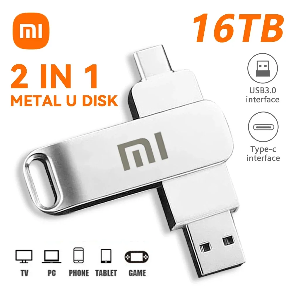 샤오미 USB 3.0 펜 드라이브, 고속 전송 금속 SSD, 휴대용 U 디스크 플래시 드라이브 메모리, USB 스틱, 16TB, 8TB, 4TB