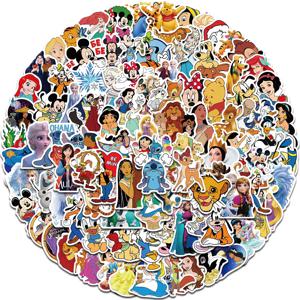 디즈니 믹스 만화 미키 공주 스티커, 그래피티 데칼, 노트북 수하물 스케이트보드 방수 스티커, 아이 장난감, 10 개, 50 개, 100 개