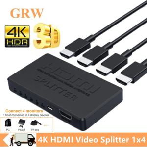HDMI 호환 분배기 HD 4K 비디오 스위처 HDMI 케이블 어댑터, PS4 노트북 모니터 TV 박스 프로젝터용 1x4 허브