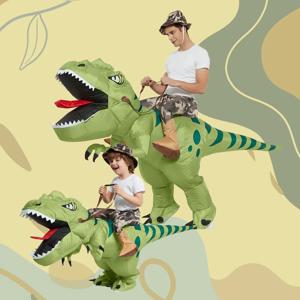어린이 성인 재미있는 풍선 승마 큰 입 공룡 코스프레, 공기 블로우 업 할로윈 휴일 테마 파티 코스튬