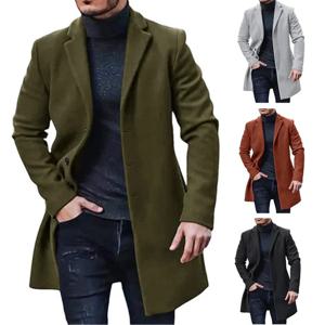 남성용 스트리트웨어 재킷, 단색 캐주얼 아우터 및 코트, 싱글 브레스트 라펠 울, 용수철 겨울