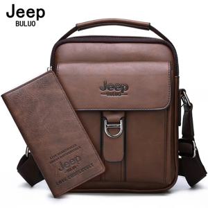 JEEP BULUO-새로운 고품질 브랜드 남성 가죽 크로스 바디 백, 비즈니스 캐주얼 패션 토트 브라운, 갈색