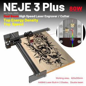 NEJE 마스터 3 플러스 CNC 레이저 조각기 커터 프린터 절단기, 블루투스 라우터 라이트번, 목재 금속 마크 도구, A40640, 80W