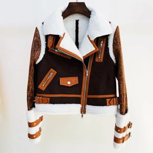 여성용 패치워크 인조 가죽 재킷, 지퍼 오버코트, 하이 스트리트 최신 2024, 겨울 디자이너